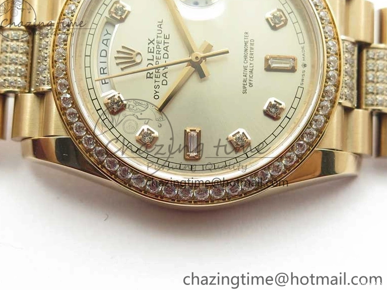 Bracelet Day-Date Dial Silver on Crystal RG A2836 Best Edition 128235 Marker Crystal BP President 36mm RG 0511